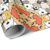 Modern geel Sinaasappel bruin cartoon hondenpatroo Cadeaupapier (Rol Hoek)