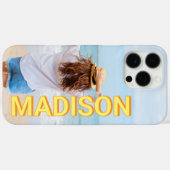 Modern geel Sinaasappel Monogram Naam Foto Case-Mate iPhone Case (Achterkant (horizontaal))
