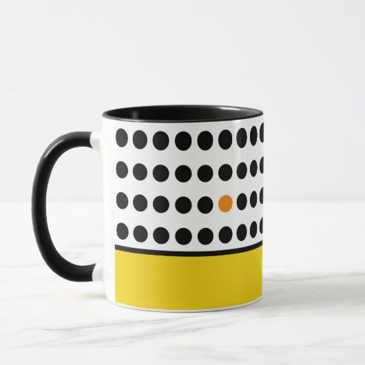 Modern geel Sinaasappel Polka Dots Color Block Mok (Links)