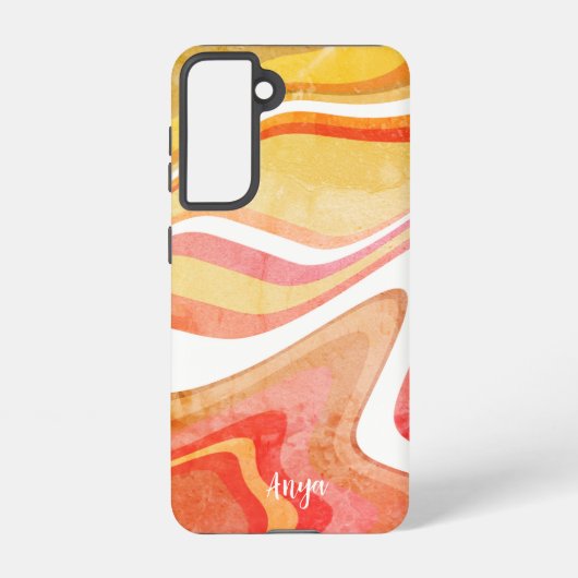 Modern geel Sinaasappel strepen Abstract op maat Samsung Galaxy Hoesje (Achterkant)