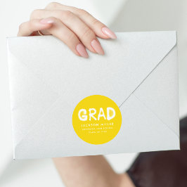 Modern geel spuitverf Afstuderen Ronde Sticker