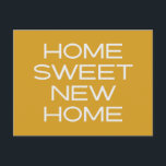 Modern Geel Uniek Eenvoudig We verhuisd Nieuw Adre Briefkaart<br><div class="desc">Kondig uw grote verhuizing aan met een moderne en stijlvolle twist met behulp van dit "Home Sweet New Home" -briefkaart, ontworpen om het delen van uw nieuwe adres zowel eenvoudig als chique te maken. Dit briefkaart is voorzien van strakke, gedurfde typografie in helder wit tegen een mosterdachtergrond en is ideaal...</div>
