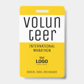 Modern Geel Vrijwilliger ID Logo QR Code Badge (Voorzijde)