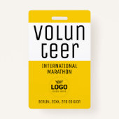 Modern Geel Vrijwilliger ID Logo QR Code Badge (Voorkant)