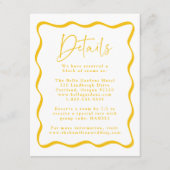 Modern Geel Wavy Lijst bruiloft details Informatiekaartje (Voorkant)
