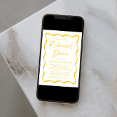 Modern Geel Wavy Lijst Huwelijksrepetitie Diner Kaart