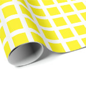 Modern geel wit geruit geruit patroon cadeaupapier (Rol Hoek)