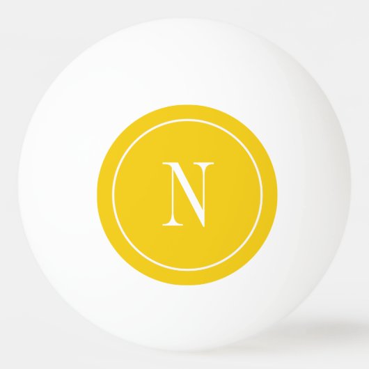 Modern geel & wit monogram pingpongbal (Achterkant)