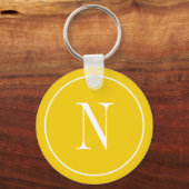 Modern geel & wit monogram sleutelhanger (Voorkant)