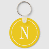 Modern geel & wit monogram sleutelhanger (Achterkant)