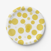 Modern geel & wit Polka Dot Bubbles Party Papieren Bordje (Voorkant)