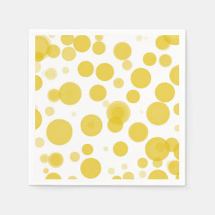 Modern geel wit Polka Dot Bubbles Party Servet