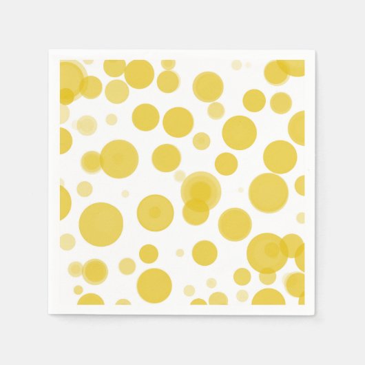 Modern geel wit Polka Dot Bubbles Party Servet (Voorkant)