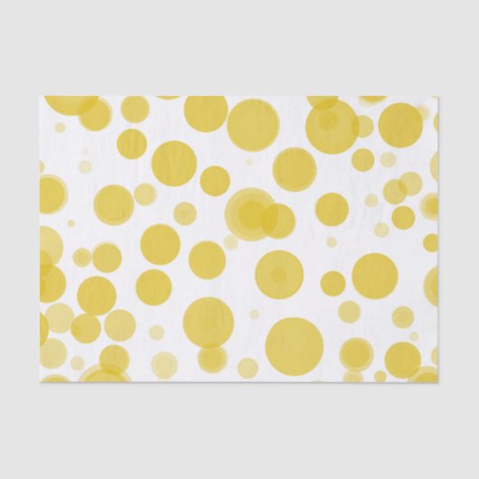 Modern geel & wit Polka Dot Bubbles Party Tissuepapier (Voorkant)