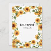 Modern Geel Zonnebloem Huwelijk gereserveerd teken (Voorkant)