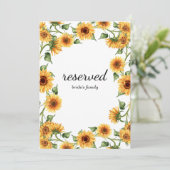 Modern Geel Zonnebloem Huwelijk gereserveerd teken (Staand voorkant)