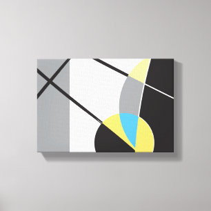 Modern Geel zwart blauw geometrische abstracte vor Canvas Afdruk