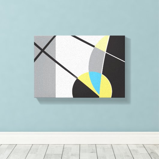 Modern Geel zwart blauw geometrische abstracte vor Canvas Afdruk (Insitu (Houten vloer))