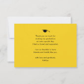 Modern geel zwart Script-minimalistisch Afstuderen Bedankkaart (Achterkant)