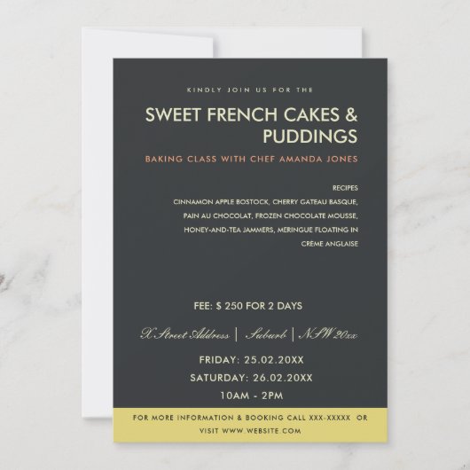 MODERN GEEL ZWARTE FOTO WORKSHOP INVITE SJABLOON KAART (Voorkant)