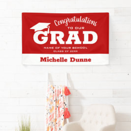 Modern Gefeliciteerd Afstudeerder White met Scarle Spandoek