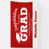 Modern Gefeliciteerd Afstudeerder White met Scarle Spandoek (Verticaal)