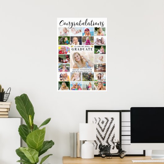 Modern Gefeliciteerd Afstuderen 23 fotocollage Poster (Thuiskantoor)