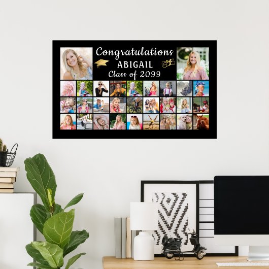 Modern Gefeliciteerd Afstuderen 29 Foto Collage Poster (Thuiskantoor)