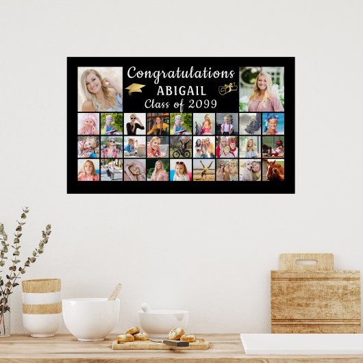 Modern Gefeliciteerd Afstuderen 29 Foto Collage Poster (Keuken)