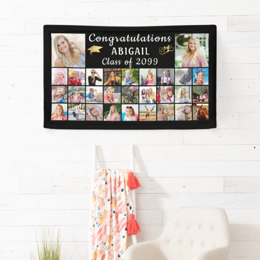 Modern Gefeliciteerd Afstuderen 29 Foto Collage Spandoek (Insitu)