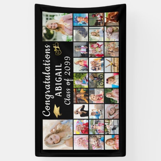 Modern Gefeliciteerd Afstuderen 29 Foto Collage Spandoek (Verticaal)