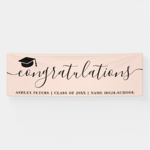Modern gefeliciteerd script pet topper roze spandoek