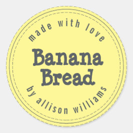 Modern Gehomekte Banaanbrood Geel Ronde Sticker