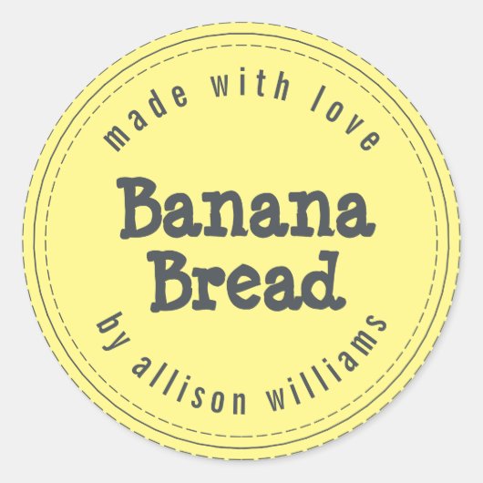 Modern Gehomekte Banaanbrood Geel Ronde Sticker (Voorkant)
