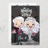 Modern geïllustreerd paar bruiloft uitnodiging (Voorkant / Achterkant)