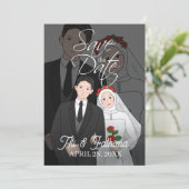 Modern geïllustreerd paar bruiloft uitnodiging (Staand voorkant)