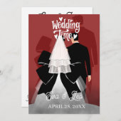 Modern geïllustreerd paar bruiloft uitnodiging (Voorkant / Achterkant)