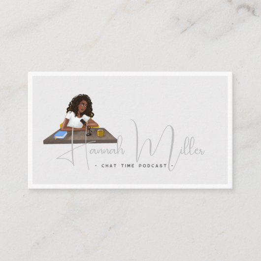 Modern geïllustreerde podcast-foto QR-code Visitekaartje (Voorkant)