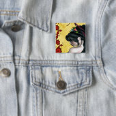 Modern Geisha Vierkante Button 5,1 Cm (In situ)