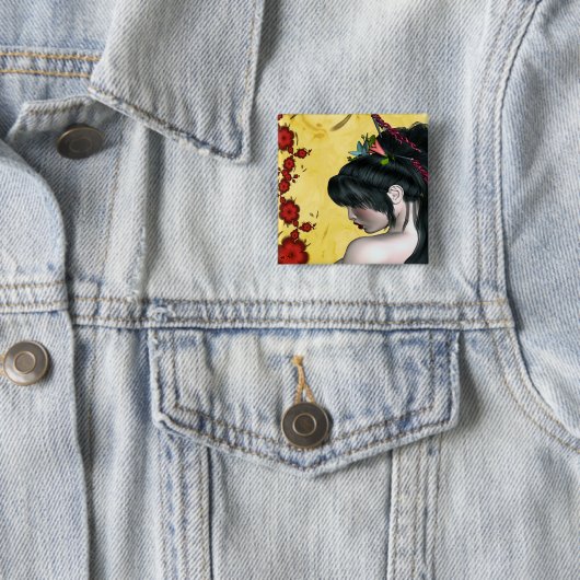 Modern Geisha Vierkante Button 5,1 Cm (In situ)