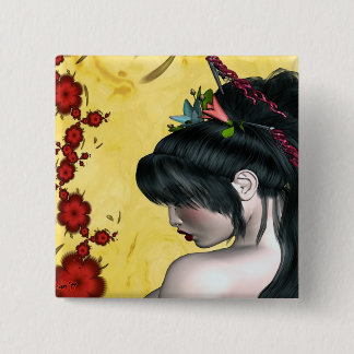 Modern Geisha Vierkante Button 5,1 Cm