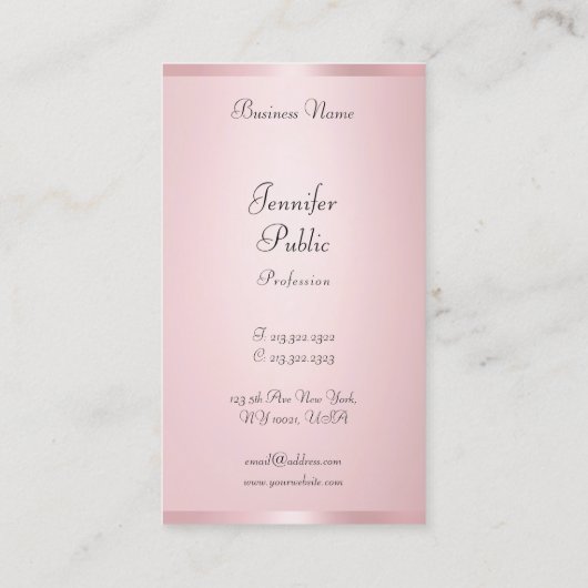 Modern gekalligrafeerd Elegant Roos Gouden Sjabloo Visitekaartje (Achterkant)