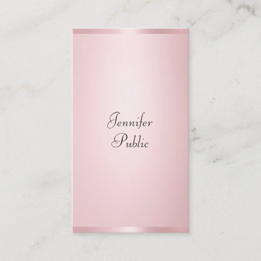 Modern gekalligrafeerd Elegant Roos Gouden Sjabloo Visitekaartje (Voorkant)