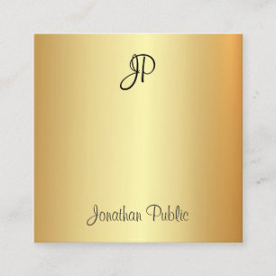Modern gekalligrafeerd monogram gouden elegante Sj Vierkante Visitekaartje