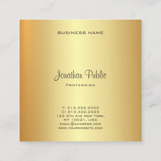 Modern gekalligrafeerd monogram gouden elegante Sj Vierkante Visitekaartje (Achterkant)