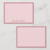 Modern gekalligrafeerd Roos gouden glitter Sjabloo Notitiekaartje (Voorkant / Achterkant)