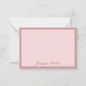 Modern gekalligrafeerd Roos gouden glitter Sjabloo Notitiekaartje (Voorkant)