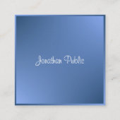 Modern gekalligrafeerde scriptnaam Blauwe Sjabloon Vierkante Visitekaartje (Voorkant)