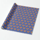 Modern gekleurd hart blauw patroon cadeaupapier (Uitgerold)