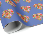 Modern gekleurd hart blauw patroon cadeaupapier (Rol Hoek)